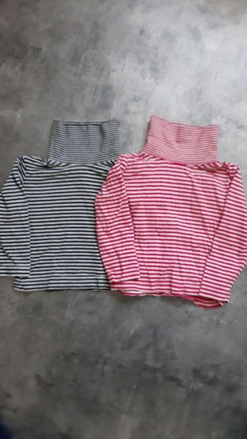 2 t-shirts manches longues col roulé fille