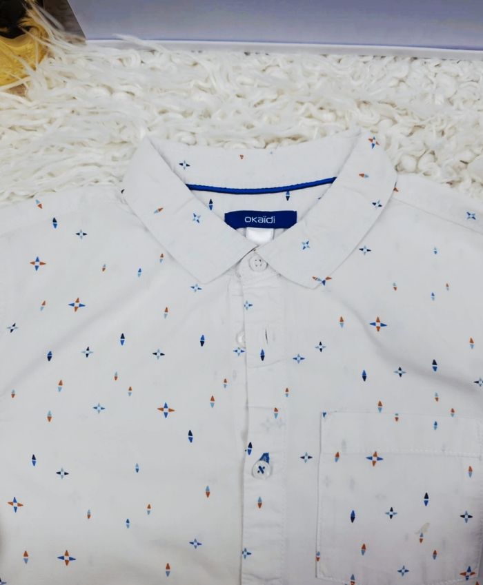 Chemise manches longues blanc à motifs graphiques Garçon taille 10 ans marque Okaidi 🎸 - photo numéro 7