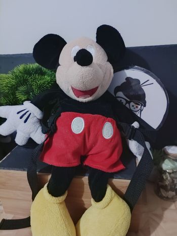 Peluche Sac À Dos Mickey Ancien Noir Rouge Jaune Disney Souris Disneyland Paris
