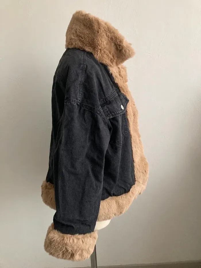 Veste en jeans noire Taille M/L - photo numéro 3