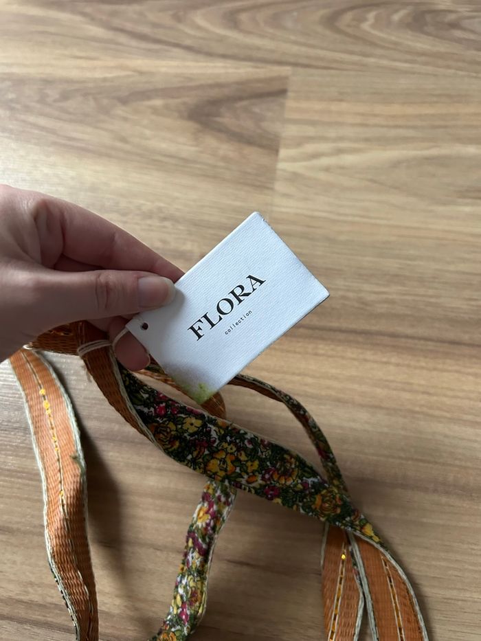 Sac à main vert à rayures Neuf Flora - photo numéro 5