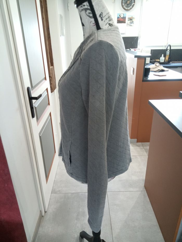 Gilet matelassé gris Street One – T. 40 (FR) | Col dentelle pailleté - photo numéro 3