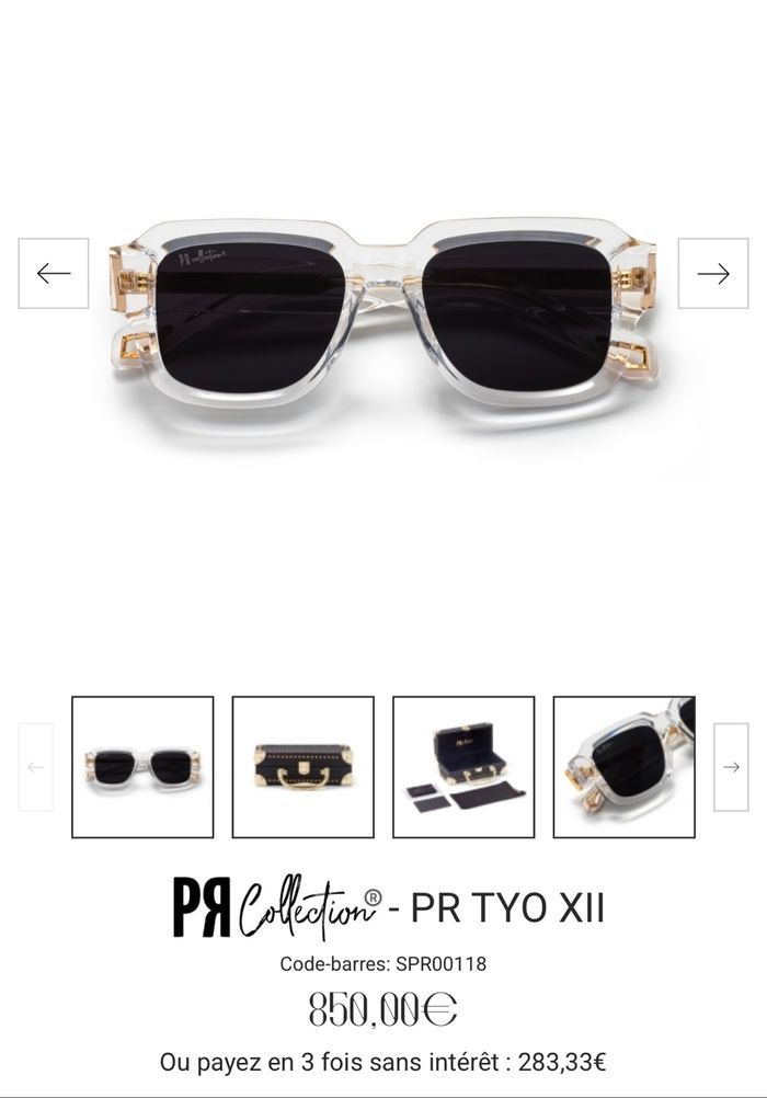 Lunettes de soleil Pr Collection – pr Tyo xii – transparent/or - photo numéro 10