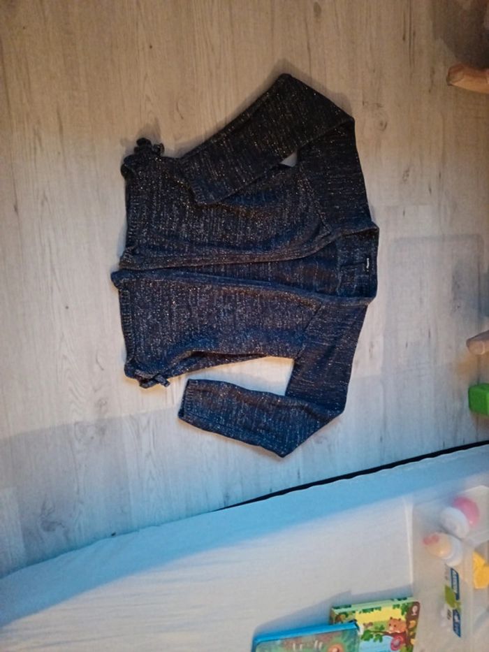 Gilet fille 14 ans in extenso tbe bleu marine paillete - photo numéro 2