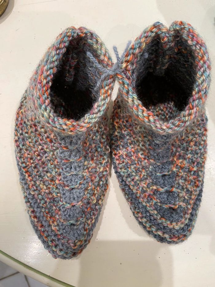Chaussons, laine, tricoté, 35 - photo numéro 14