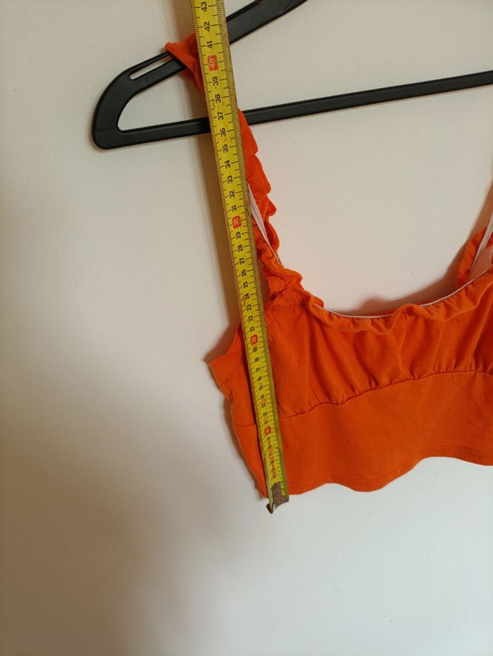 Crop top orange à bretelles volants vintage - photo numéro 3
