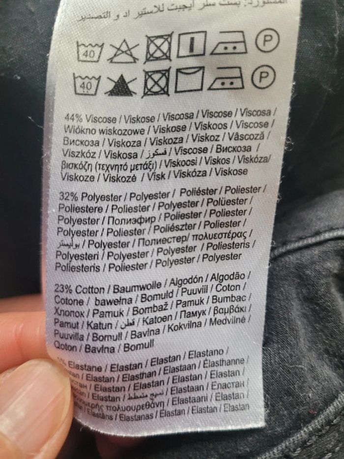 Pantalon jean noir délavé, taille 38 /40 - photo numéro 9