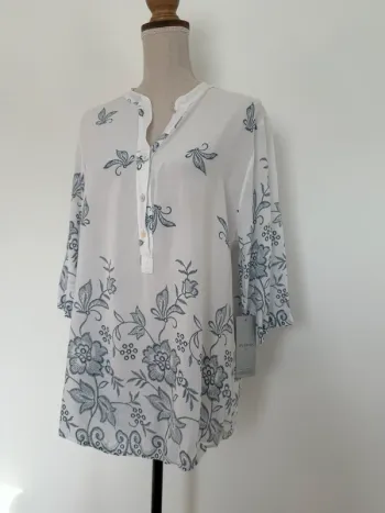 Blouse chemisier camisa bleu blanc neuf t-shirt camisa Camicia Overhemd folder Blusa chemise Cami