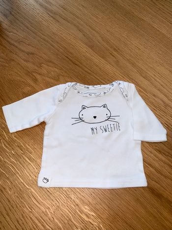 Tee-shirt bébé garçon boîte à malices  Blanc noir Visuel sérigraphie print devant tête de chat