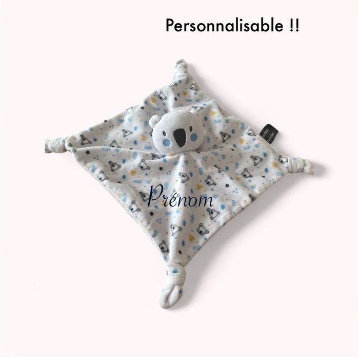 Peluche doudou plat 24cm orchestra koala blanc et bleu parfait état - photo numéro 5