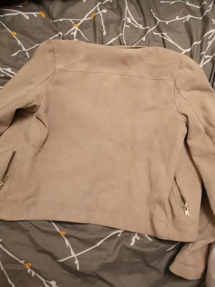 Blouson en cuir véritable beige etam - photo numéro 6