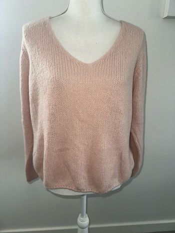 Pull oversize rose poudré en baby alpaga T38 M