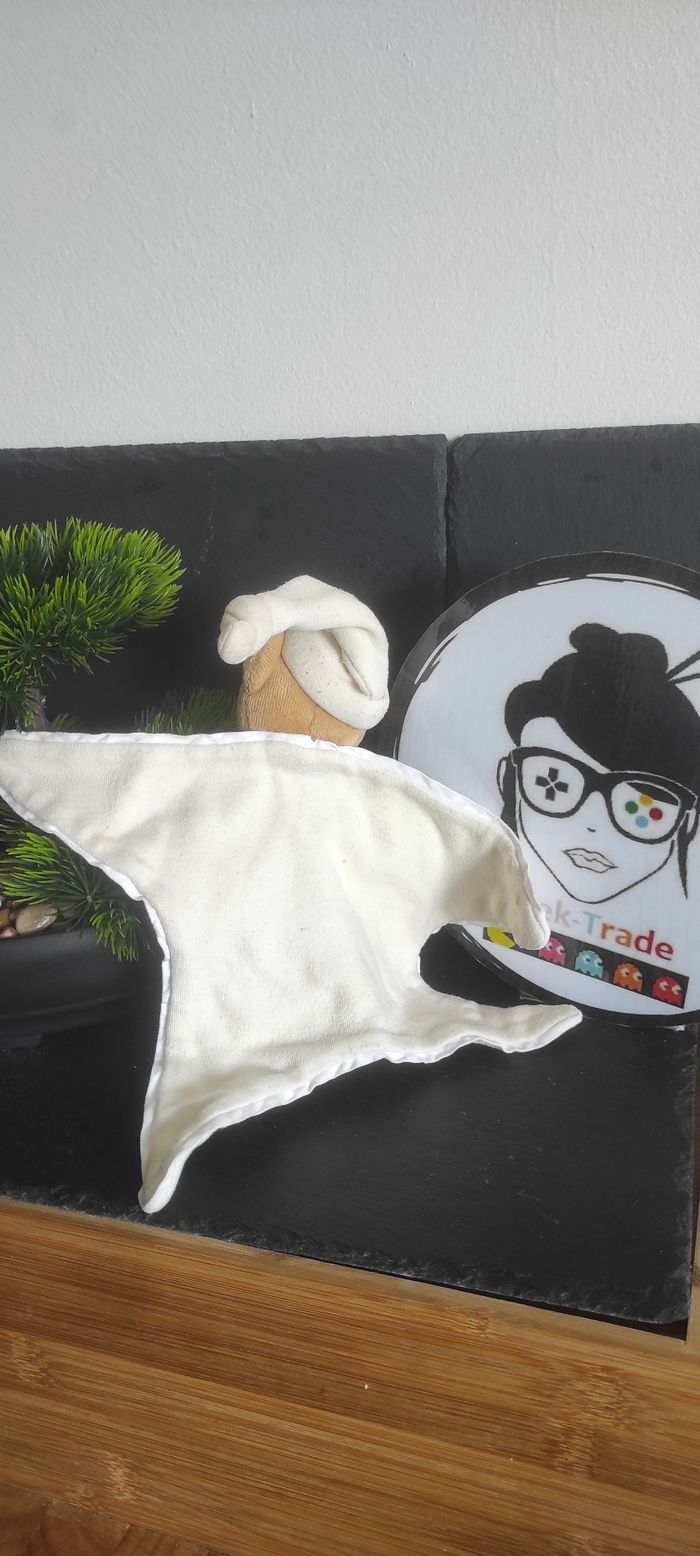 Doudou Kaloo Ours Plat Etoile Ecru Beige Bonnet Feuille bonnet endormi ancien - photo numéro 2