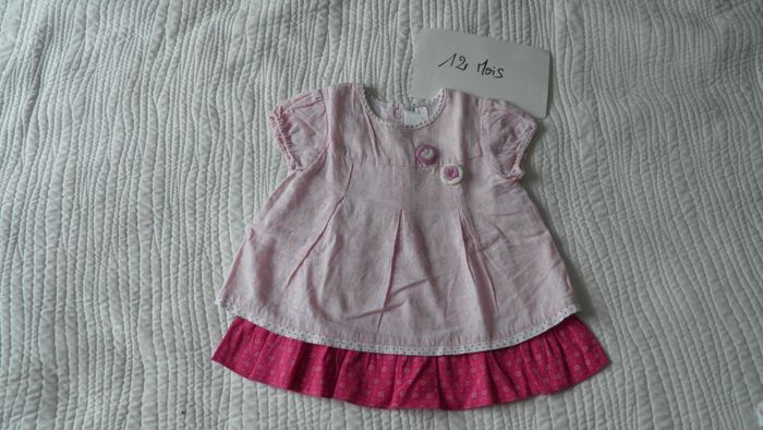 Robe rose 12 mois manches courtes