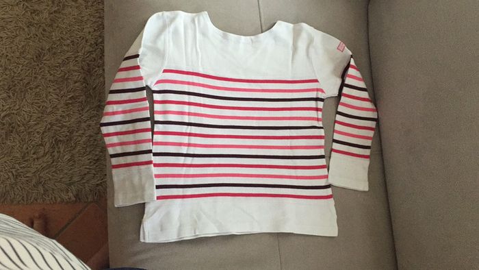 Pull coton à rayures fille Les 3 mats 10 ans - photo numéro 2