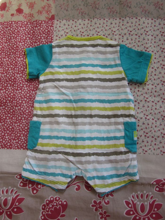 Barboteuse blanche et turquoise garçon 3 mois - photo numéro 2