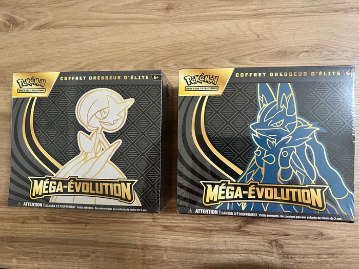 Lot de 2 Coffrets Dresseur d’Élite ME01 – Méga-Évolution Lucario & Gardevoir
