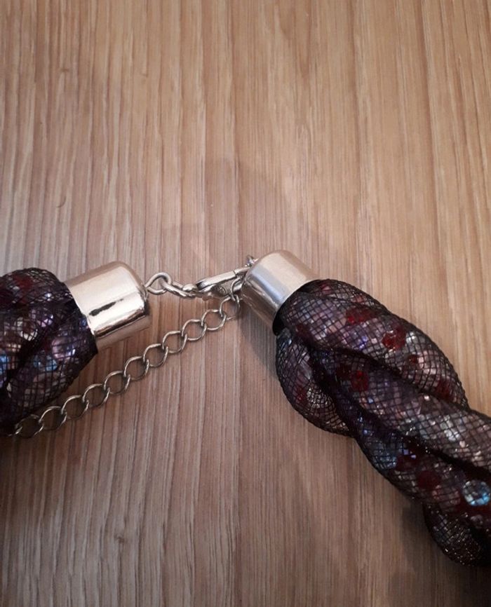 Gros collier nylon et perle rouge violet h&m - photo numéro 4