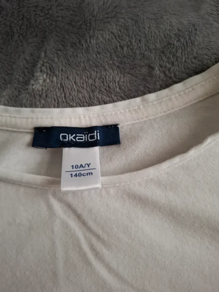 T shirt manches longues Noël blanc Okaïdi  fille 10 ans - photo numéro 3