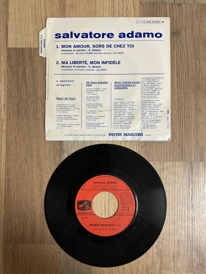 Vinyle 45 tours-Adamo-Mon amour, sors de chez toi - photo numéro 3
