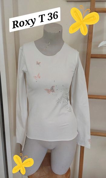Haut blanc  manches longues bohème papillons Roxy T 36