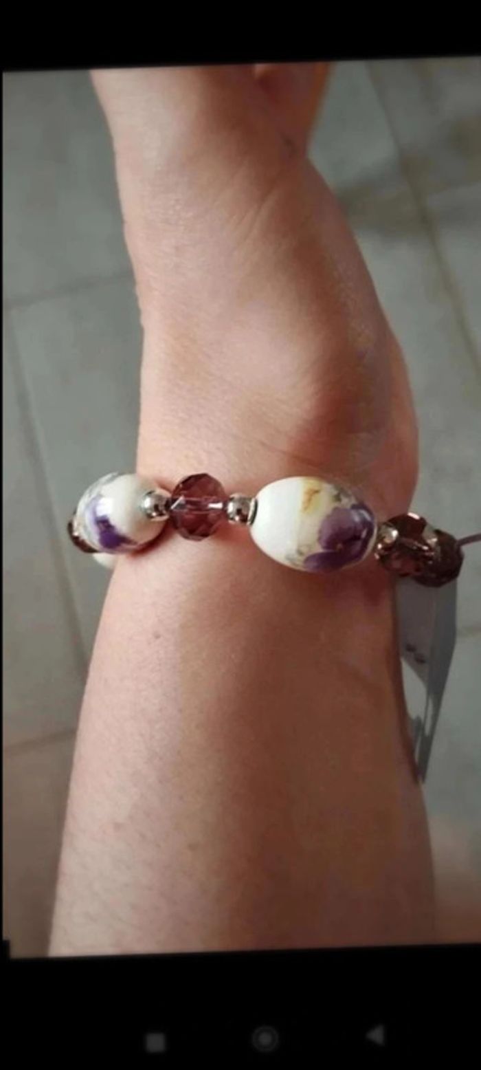 Bracelet prune fleuris - photo numéro 8