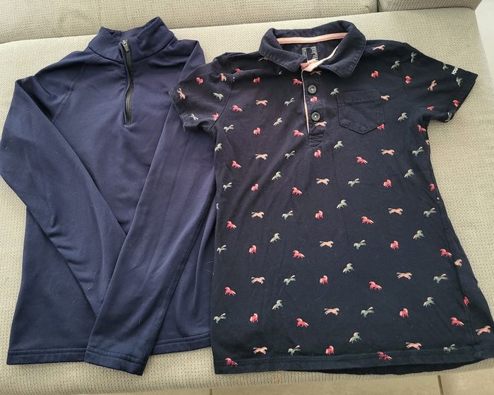 Lot de deux t-shirt/polos équitation 12 ans