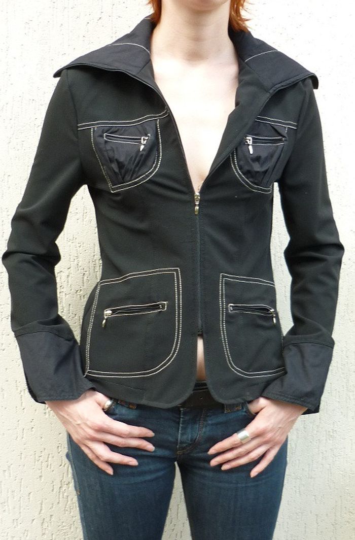 Veste légère noire coutures blanches SEPIA T1 36/38