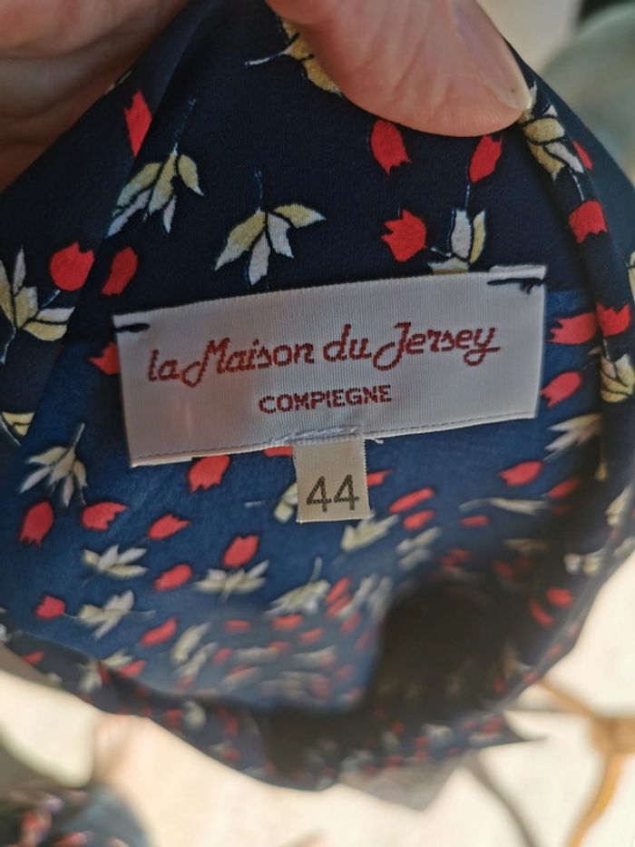 Robe chic bleu marine motifs fleurs taille 44 la maison du jersey - photo numéro 6