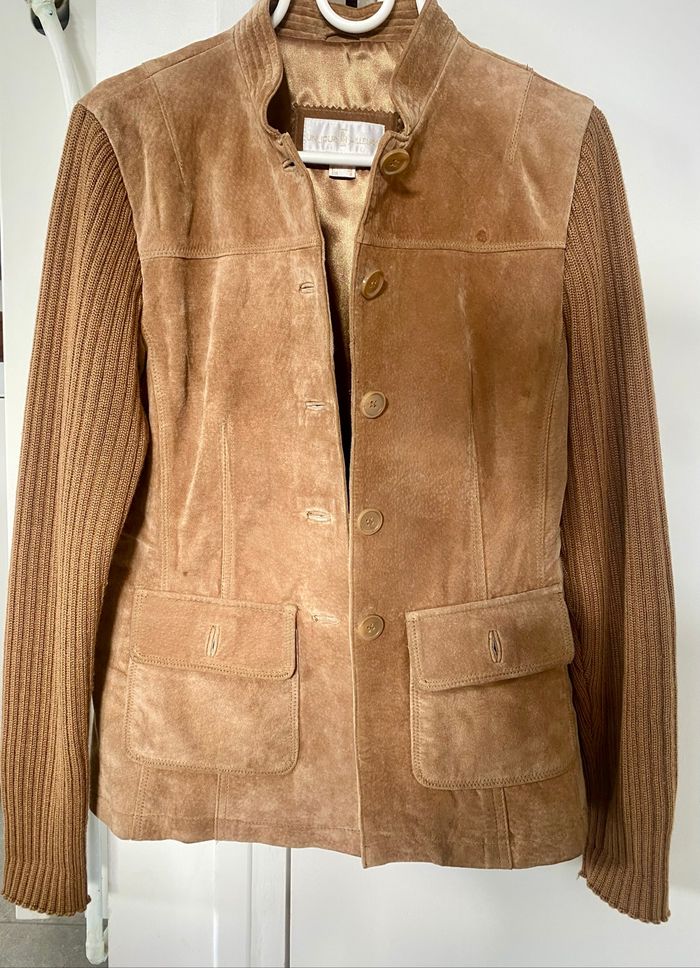 Veste daim et laine camel T36