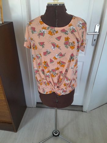 Tee shirt cache coeur imprimé camaieu taille M