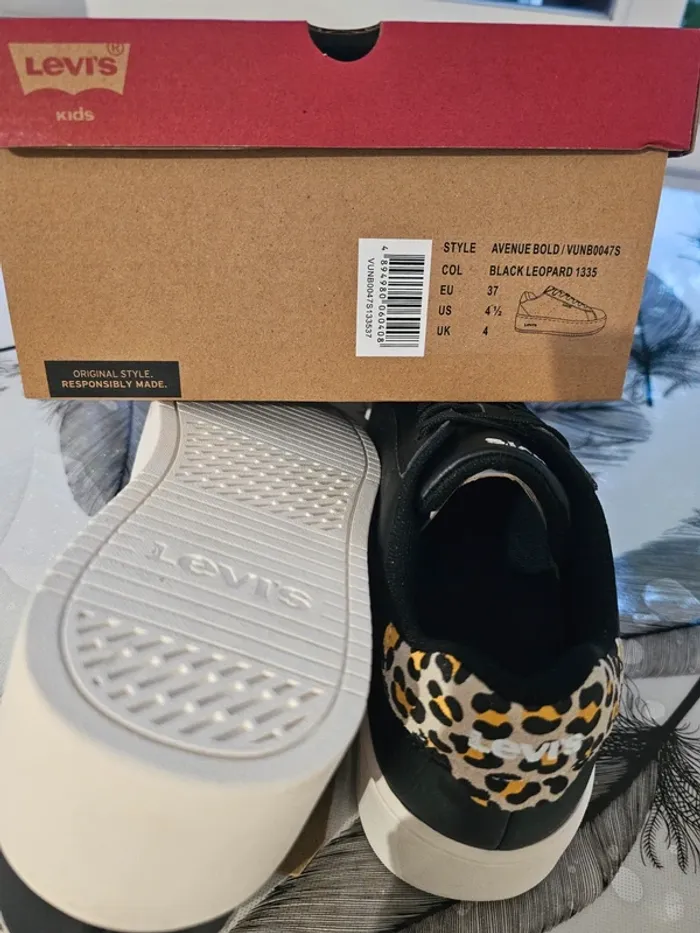 Magnifiques baskets fille, marque Levi's, noir léopard, pointure 37 - photo numéro 7
