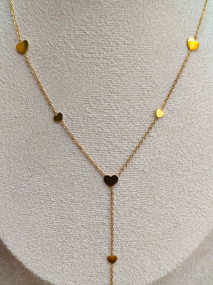 Pendentif doré en Y avec pampilles coeurs - photo numéro 5