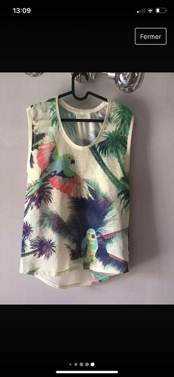 Teeshirt Top coloré motif perroquet