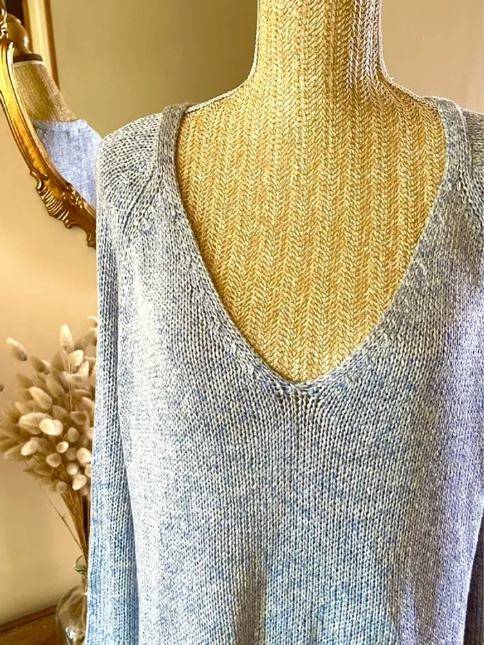 sublime pull maille bleu clair col v manches longues coupe relax basic taille L neuf H&M - photo numéro 12