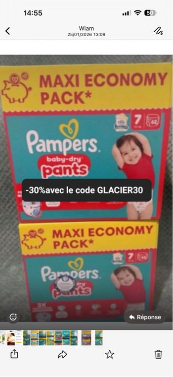 2 cartons de couches Pampers taille 7