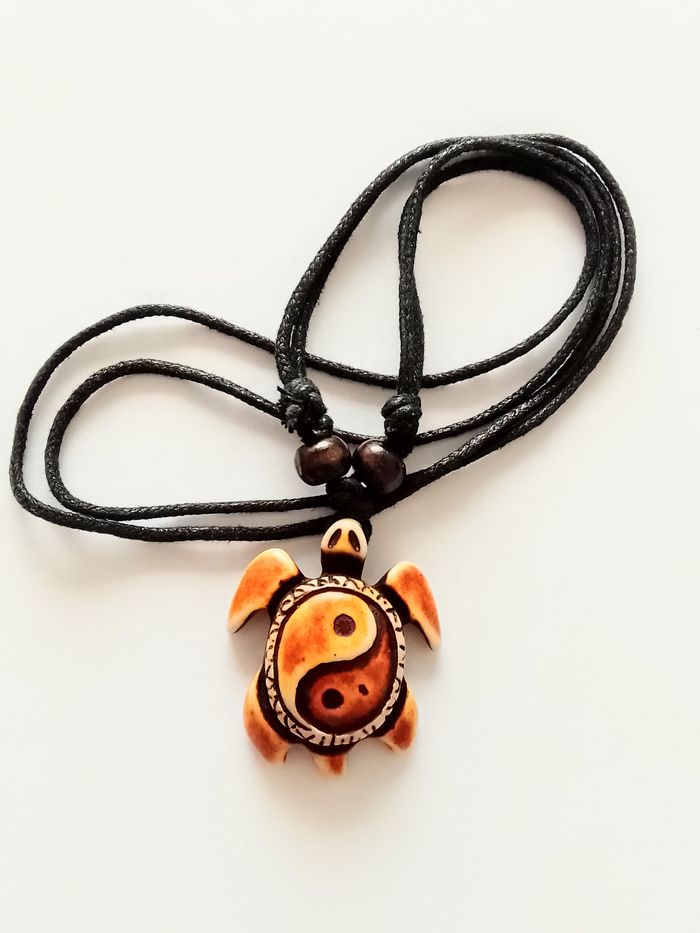 Collier corde réglable, pendentif tortue - photo numéro 2