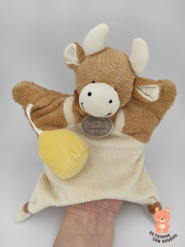 Doudou Marionnette vache beige Doudou et Compagnie