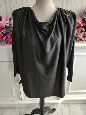 Blouse noire à épaulettes vintage taille3