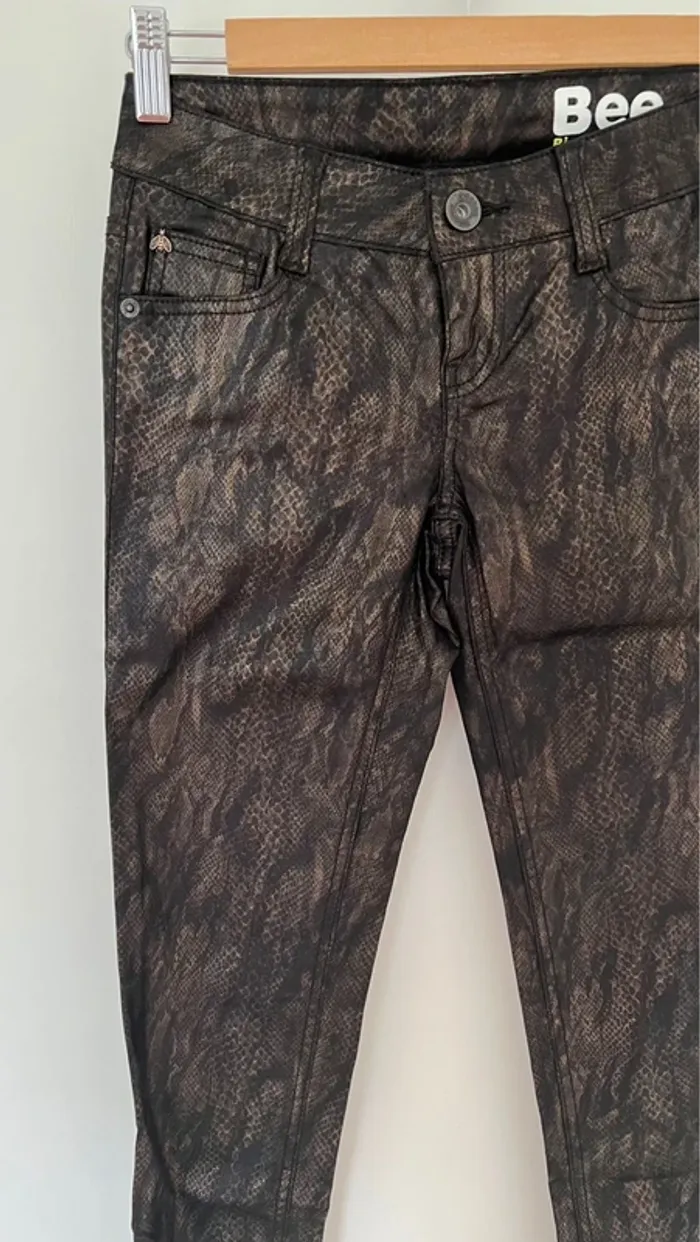 Jean effet huilé Python marron et noir - photo numéro 2