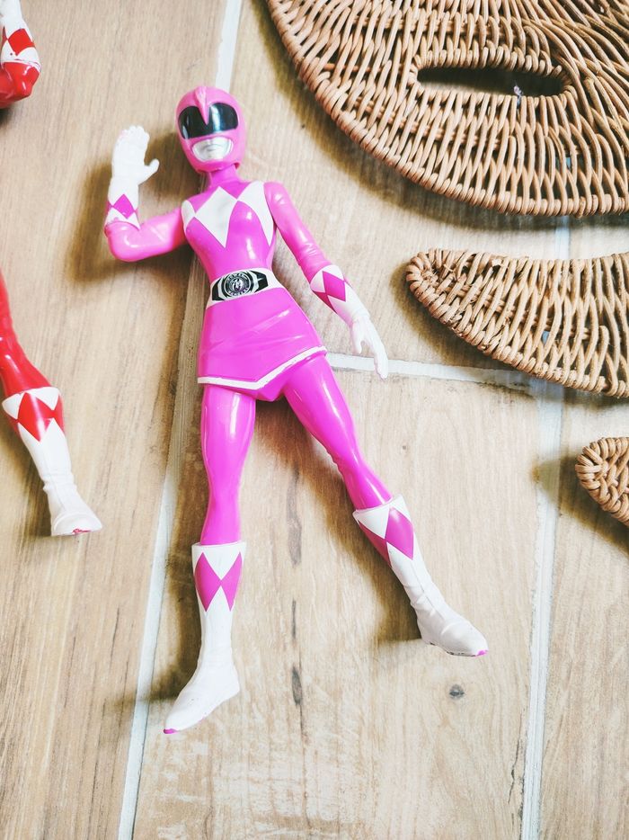 🙅 Power rangers mighty morphin lot figurines du ranger rouge et rose Hasbro - photo numéro 2