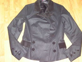 Veste MORGAN habillée noire coton enduit et velours taille 38 TBE