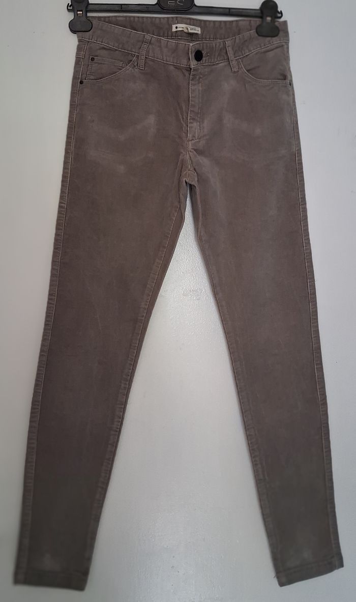 Jean en velours beige/gris - photo numéro 1