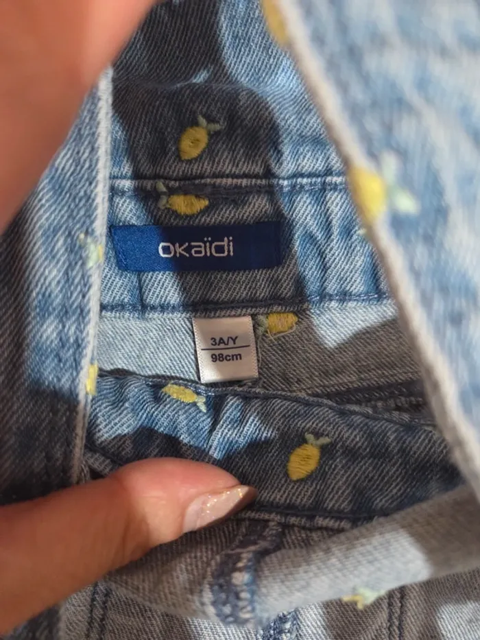 Combinaison short en jean Okaidi 3 ans - photo numéro 2