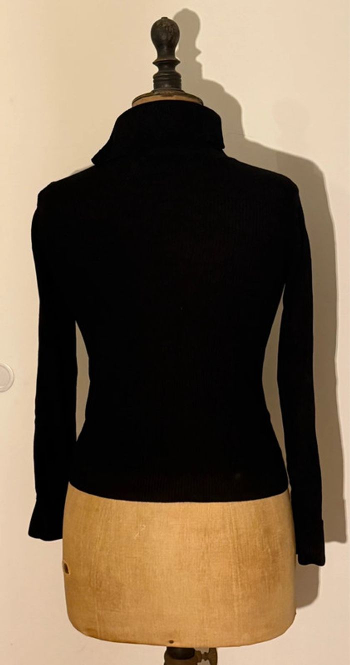 Pull noir côtelé col boutons dorés Camaïeu M - photo numéro 4