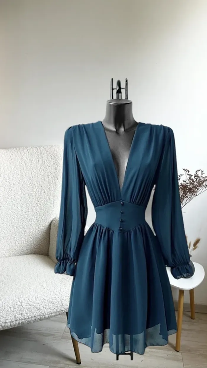 Robe courte bleu canard