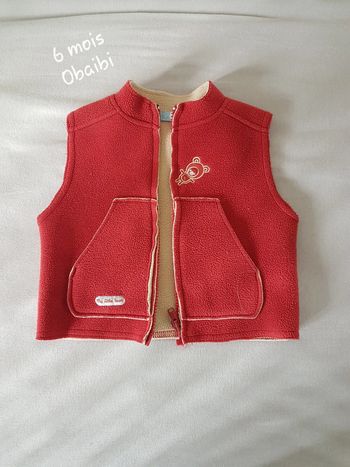 Veste sans manche Obaibi 6 mois rouge et beige