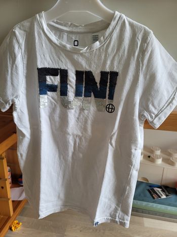 t-shirt okaidi 8ans blanc avec séquin (2e)