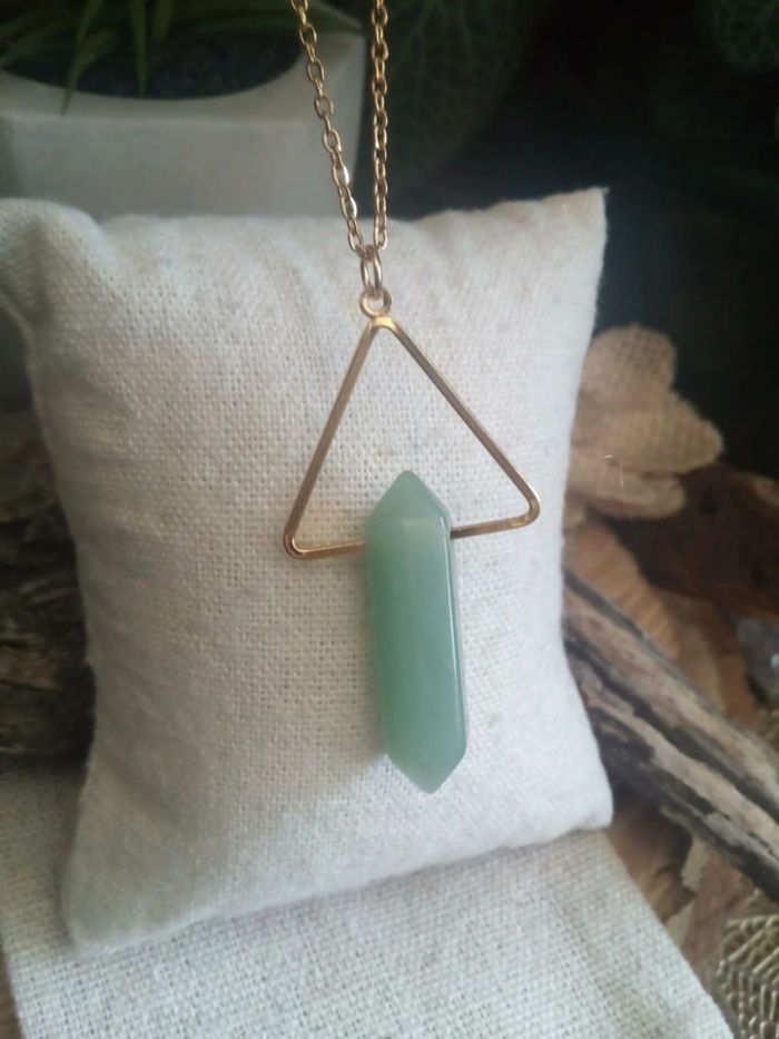 Collier pointe de pierre en aventurine naturelle