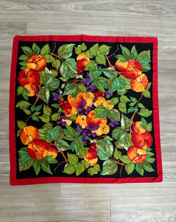 Foulard nature morte multicolore Vintage 85x85cm